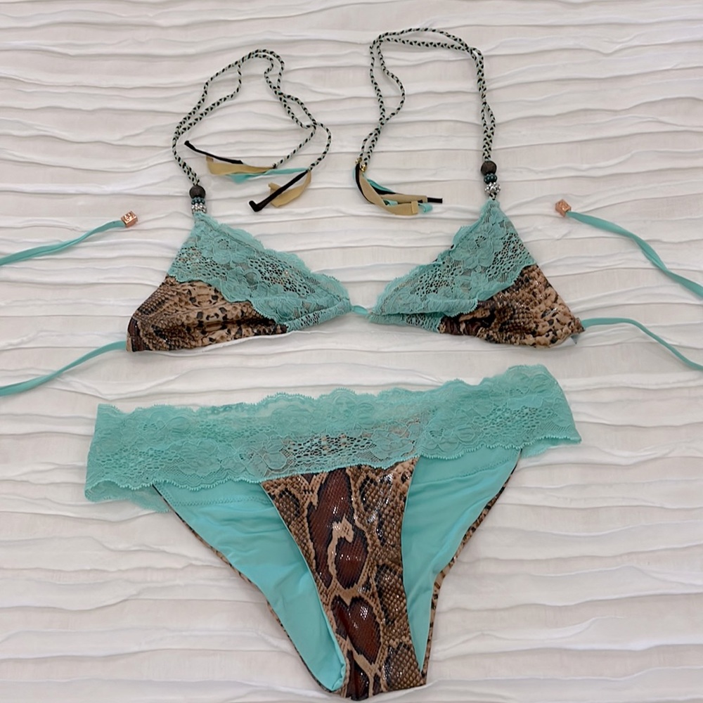Gently Used snakeskin bikini with no pads